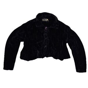 Joan Hayman Heart Buttons Y2K Fluffy Cardigan Black Size Small A003978